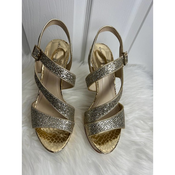 Marc Fisher High Heels Gold Sparkle Size 9 - Picture 2 of 5